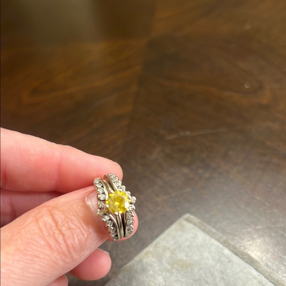 True Canary yellow diamond wedding set size 6